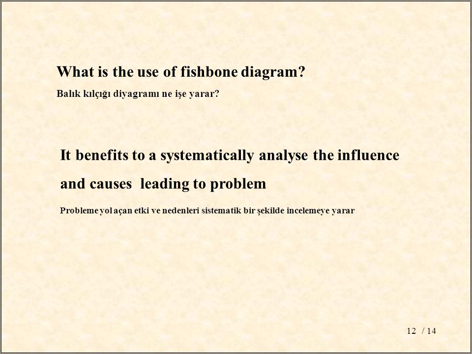 / 1412 What is the use of fishbone diagram. Balık kılçığı diyagramı ne işe yarar.