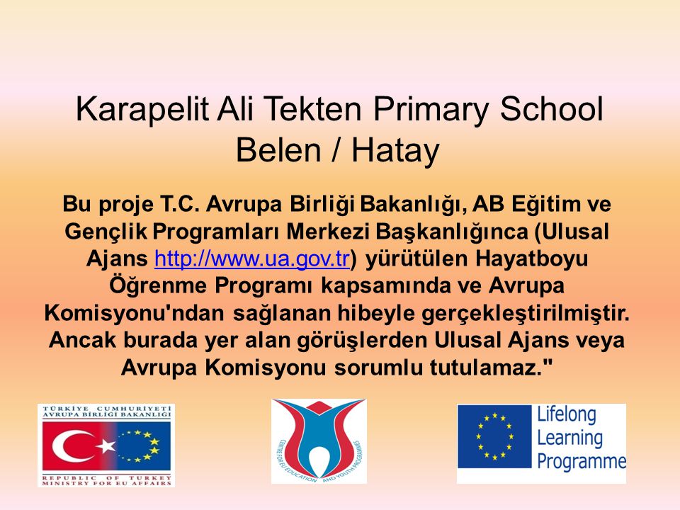 Karapelit Ali Tekten Primary School Belen / Hatay Bu proje T.C.