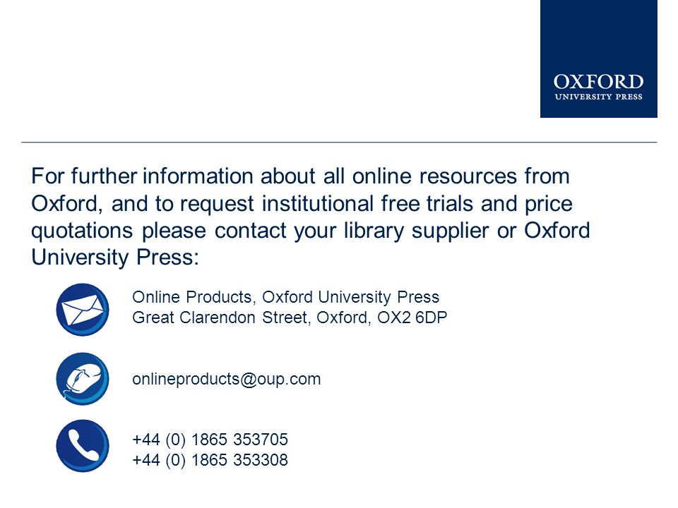 You can see similar presentations on other Oxford University Press online resources in the Librarian Resource Centre