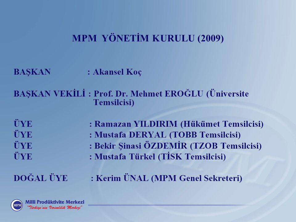 MPM YÖNETİM KURULU (2009) BAŞKAN : Akansel Koç BAŞKAN VEKİLİ : Prof.