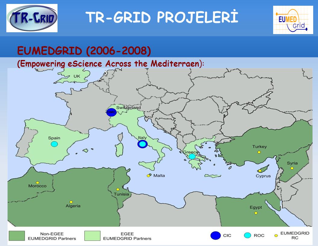 TR-GRID PROJELERİ EUMEDGRID ( ) (Empowering eScience Across the Mediterraen):