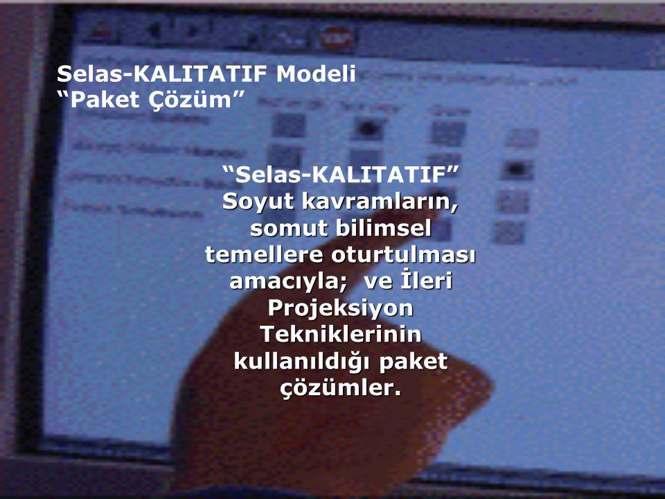 Selas-KALITATIF Modeli Paket Çözüm Selas-KALITATIF Soyut kavramların, somut bilimsel temellere oturtulması amacıyla; ve İleri Projeksiyon Tekniklerinin kullanıldığı paket çözümler.