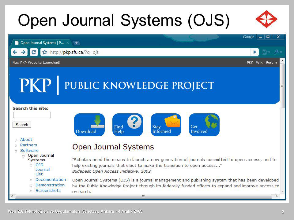 Open Journal Systems (OJS) Web 2.0 Teknolojileri ve Uygulamaları Çalıştayı, Ankara - 4 Aralık