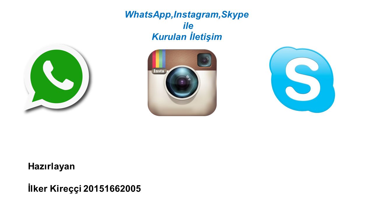 WhatsApp,Instagram,Skype ile Kurulan İletişim Hazırlayan İlker Kireççi