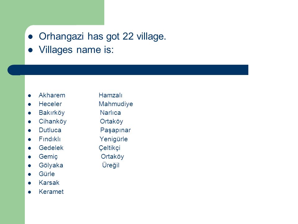 Orhangazi has got 22 village.
