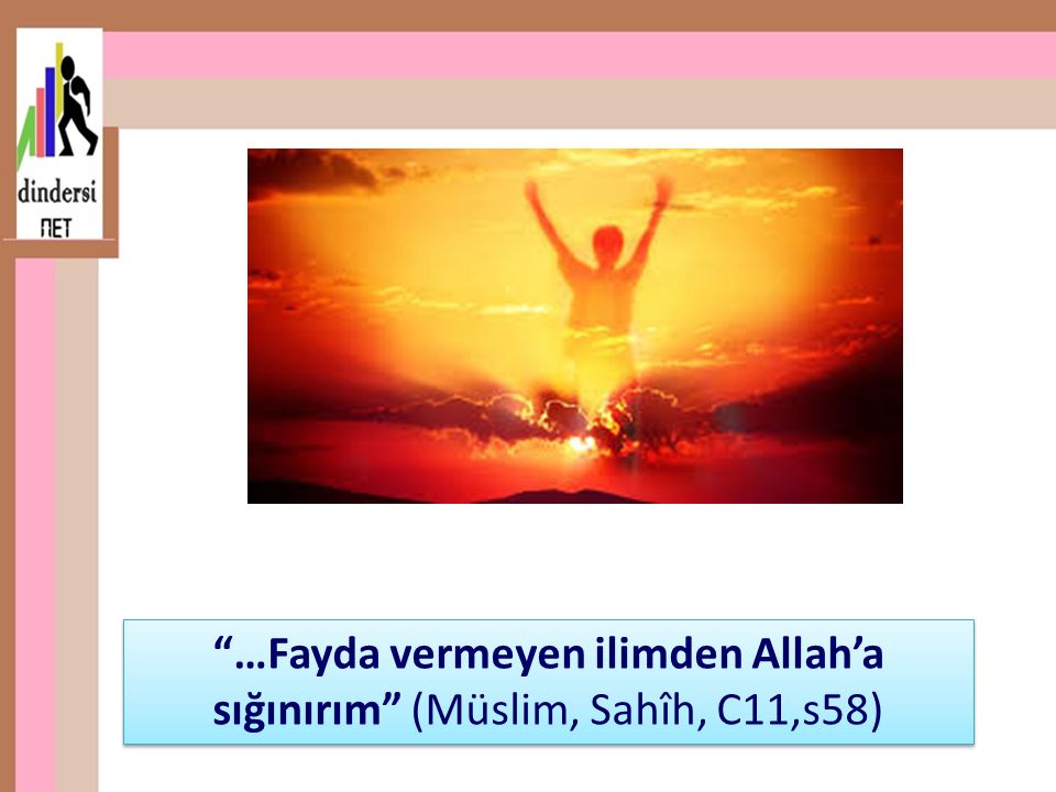 …Fayda vermeyen ilimden Allah’a sığınırım (Müslim, Sahîh, C11,s58)