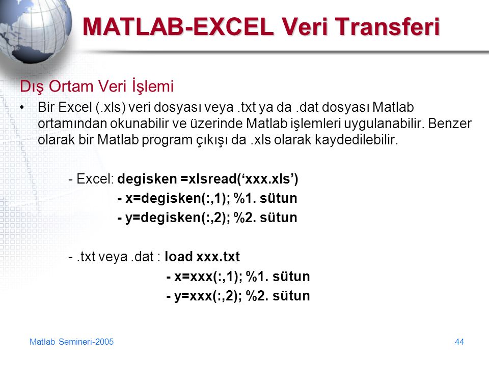 Matlab excel