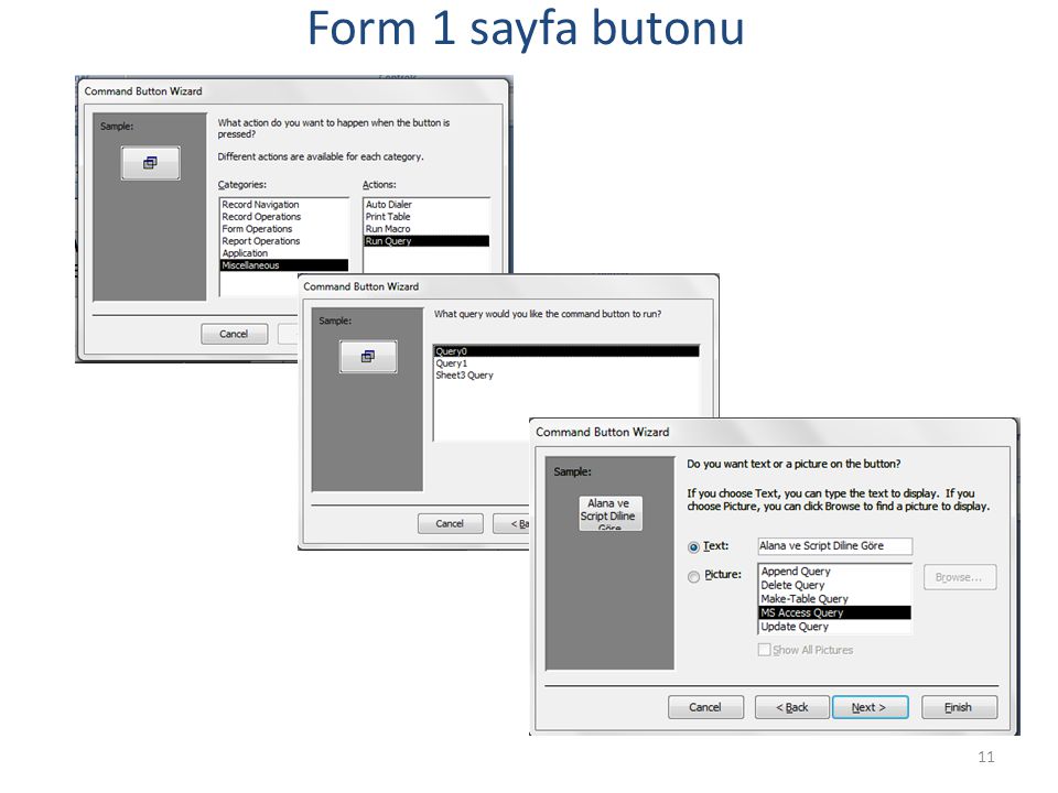 11 Form 1 sayfa butonu