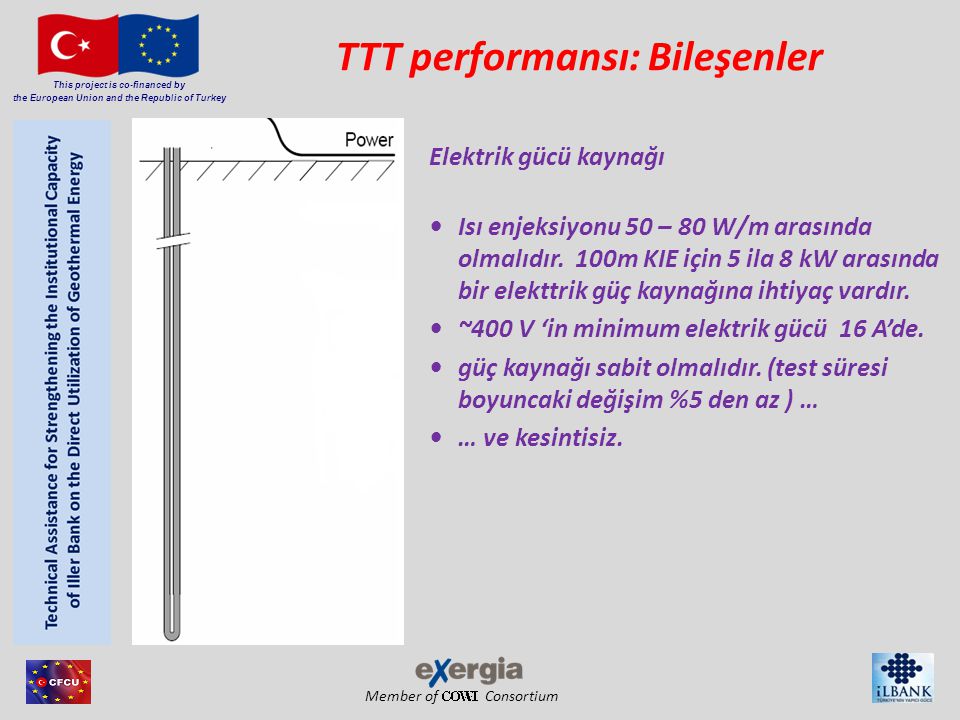 Member of Consortium This project is co-financed by the European Union and the Republic of Turkey TTT performansı: Bileşenler Elektrik gücü kaynağı • Isı enjeksiyonu 50 – 80 W/m arasında olmalıdır.