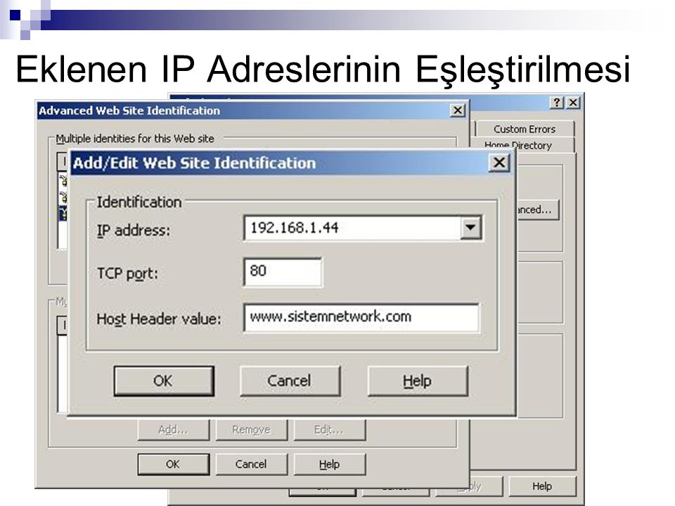 Eklenen IP Adreslerinin Eşleştirilmesi