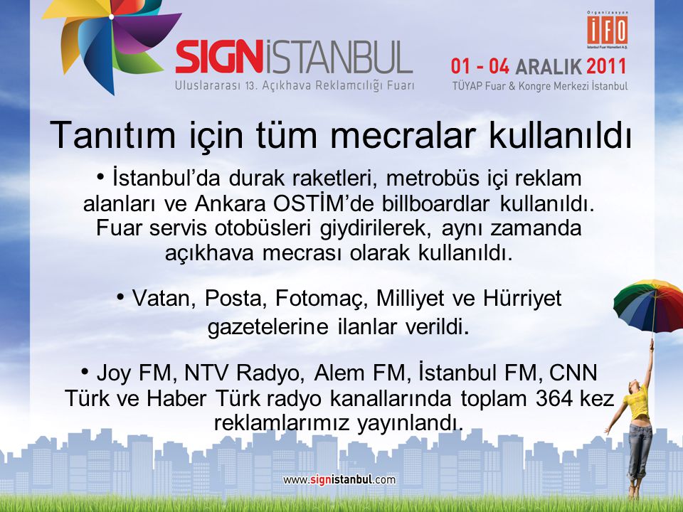 Tanıtım için tüm mecralar kullanıldı • İstanbul’da durak raketleri, metrobüs içi reklam alanları ve Ankara OSTİM’de billboardlar kullanıldı.