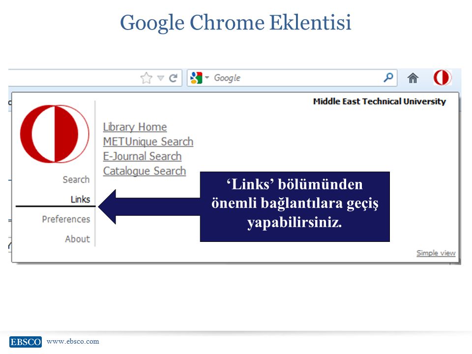 Google Chrome Eklentisi ‘Links’ bölümünden önemli bağlantılara geçiş yapabilirsiniz.