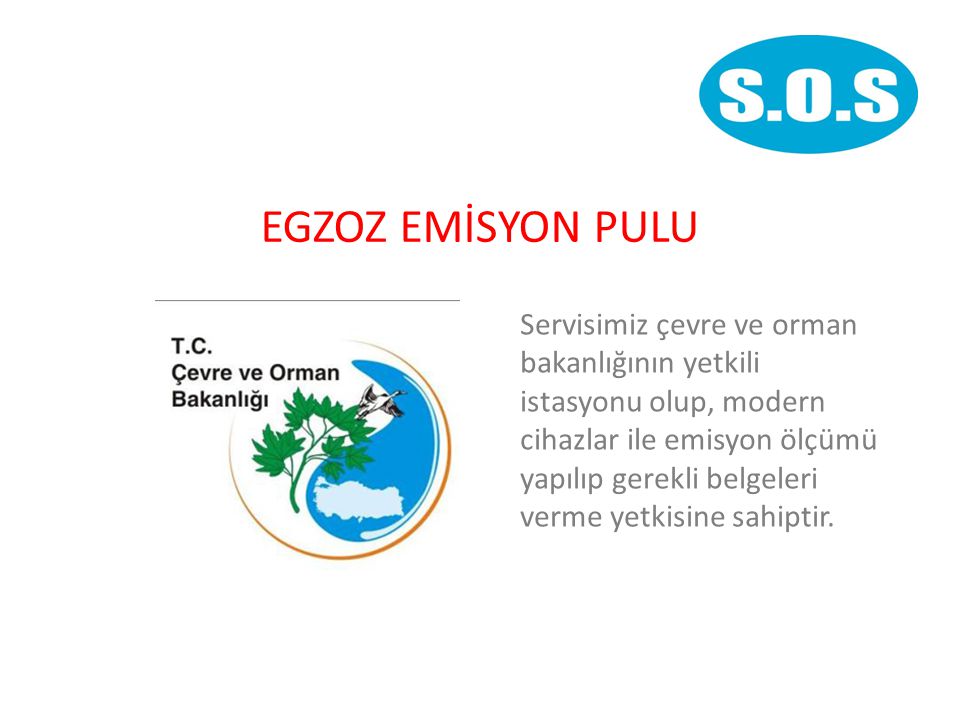 EGZOZ EMİSYON PULU Servisimiz çevre ve orman bakanlığının yetkili istasyonu olup, modern cihazlar ile emisyon ölçümü yapılıp gerekli belgeleri verme yetkisine sahiptir.