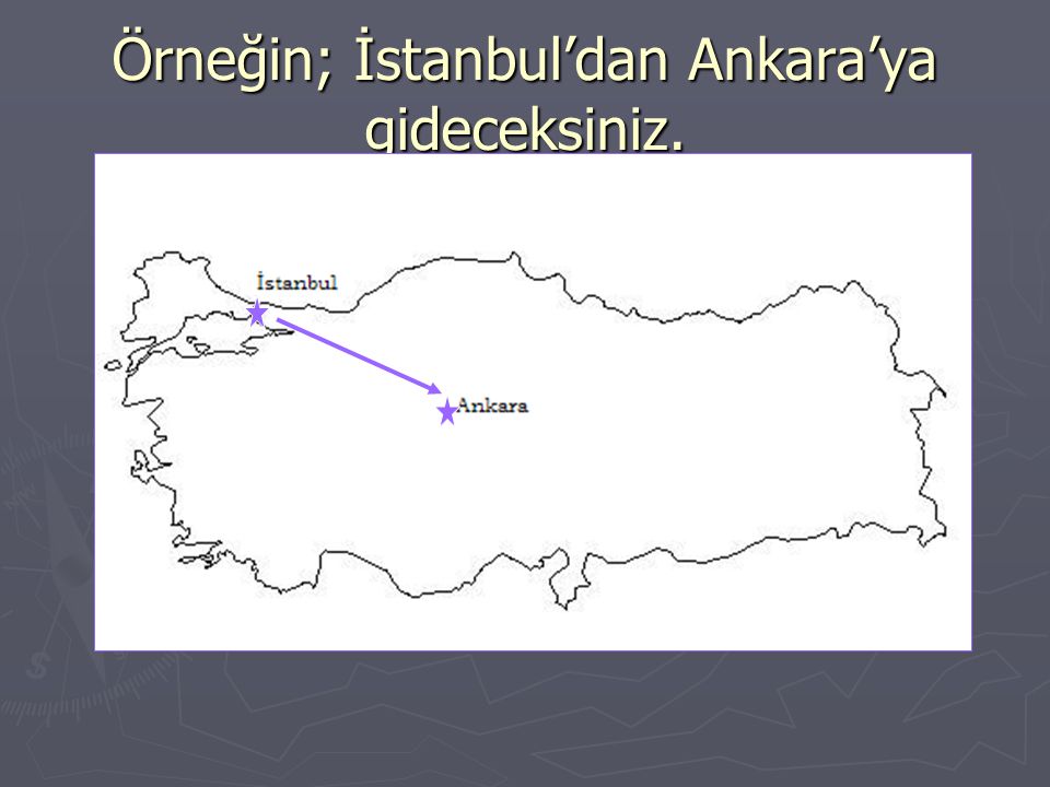 Örneğin; İstanbul’dan Ankara’ya gideceksiniz.