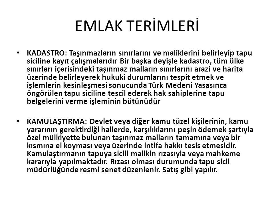 Emlak Terimleri Ada Cevresi Kamuya Ait Cadde Yol Dere Vb Cevrili Parseller Topluluguna Denir Haciz Ihtilafli Islerden Dogan Puruzun Cozumu Icin Konulan Ppt Indir