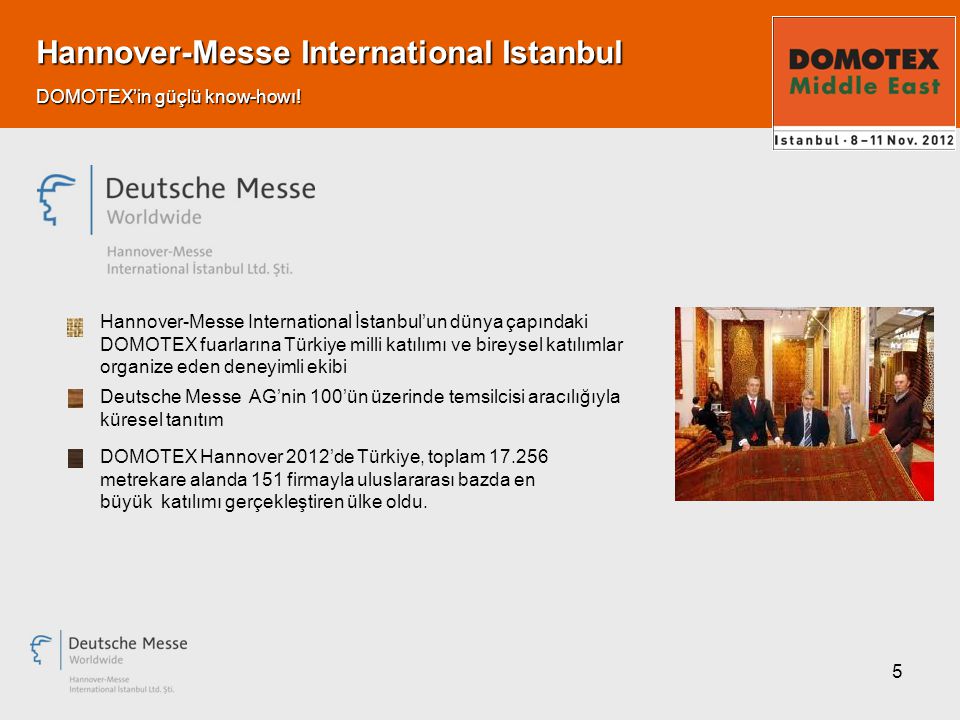 5 Hannover-Messe International Istanbul DOMOTEX’in güçlü know-howı.
