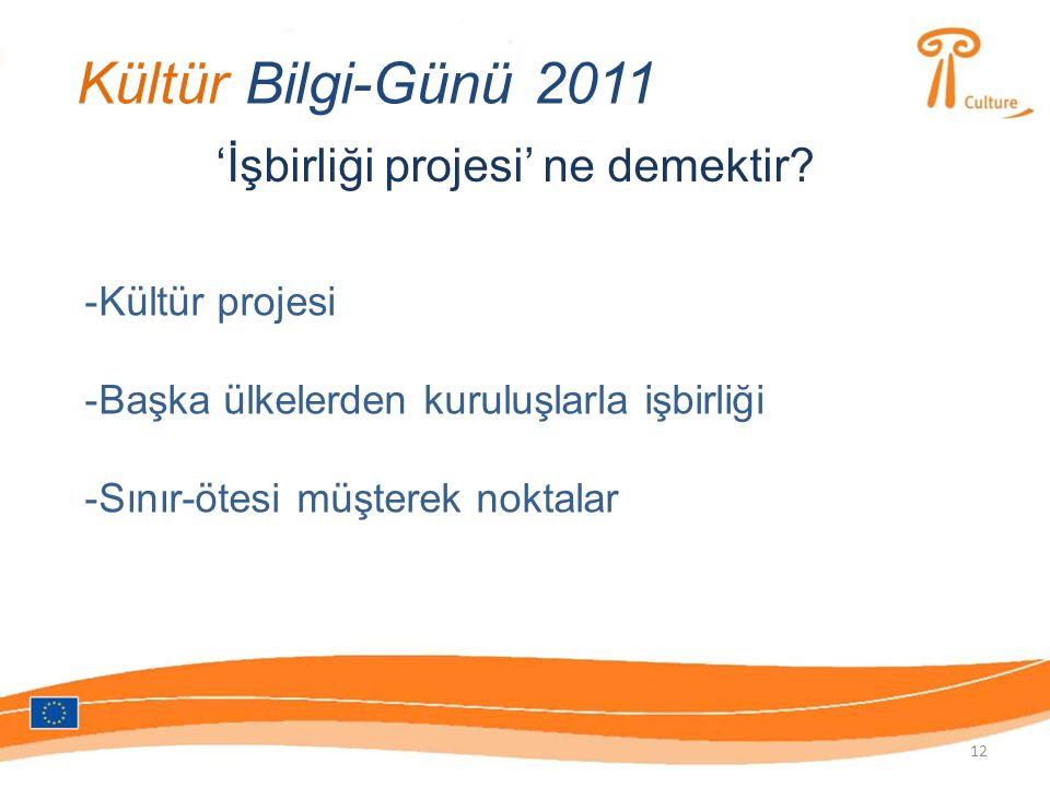 Kültür Bilgi-Günü 2011 ‘İşbirliği projesi’ ne demektir.