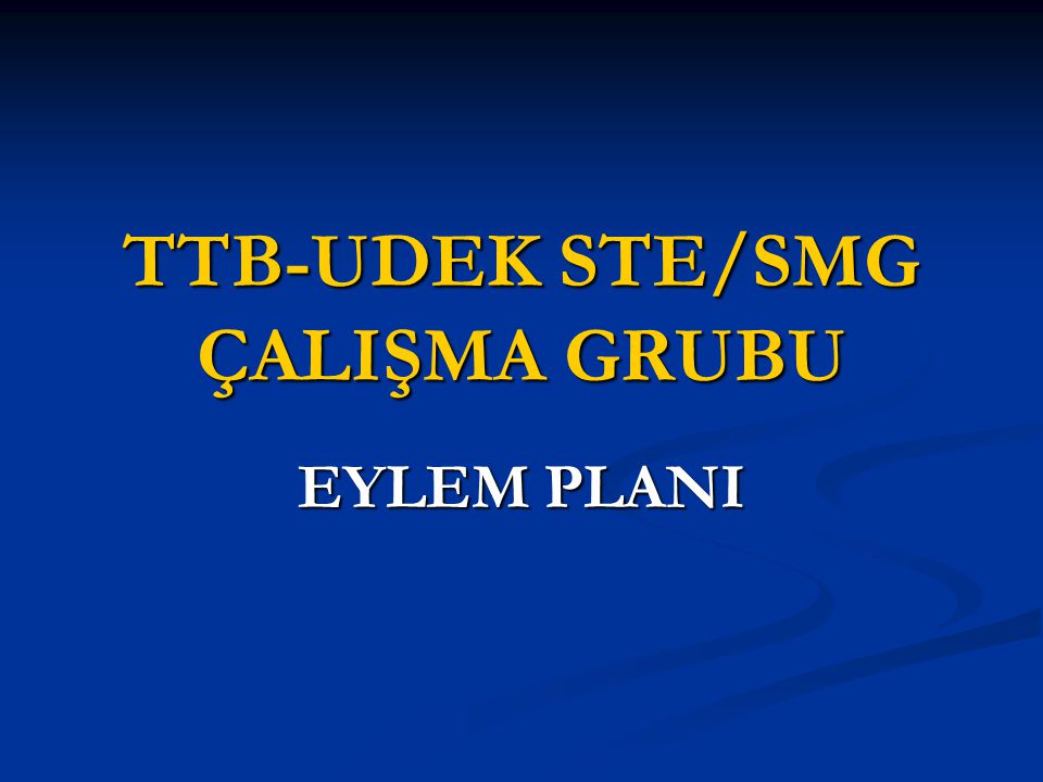 TTB-UDEK STE/SMG ÇALIŞMA GRUBU EYLEM PLANI