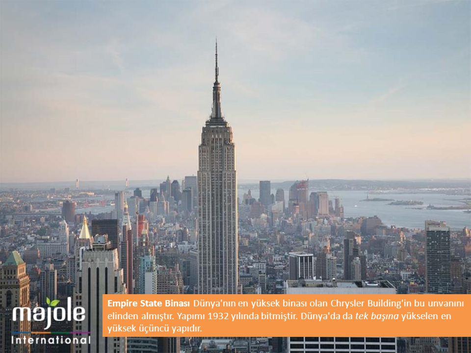 Empire State Binası Dünya nın en yüksek binası olan Chrysler Building in bu unvanını elinden almıştır.
