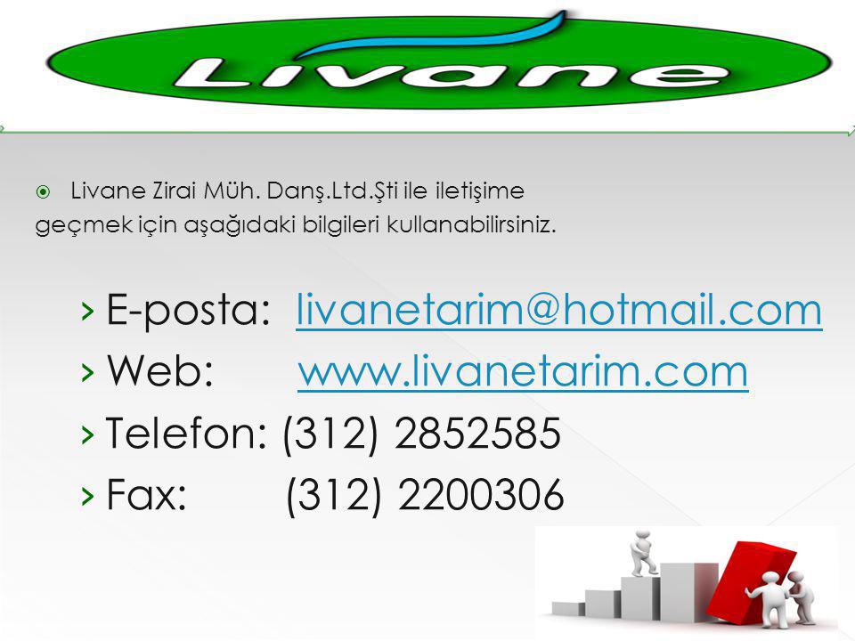  Livane Zirai Müh. Danş.Ltd.Şti ile iletişime geçmek için aşağıdaki bilgileri kullanabilirsiniz.