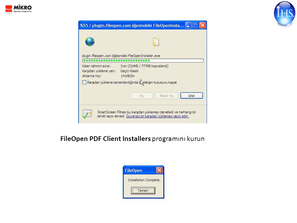 FileOpen PDF Client Installers programını kurun