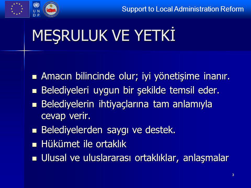 Support to Local Administration Reform 3 MEŞRULUK VE YETKİ Amacın bilincinde olur; iyi yönetişime inanır.