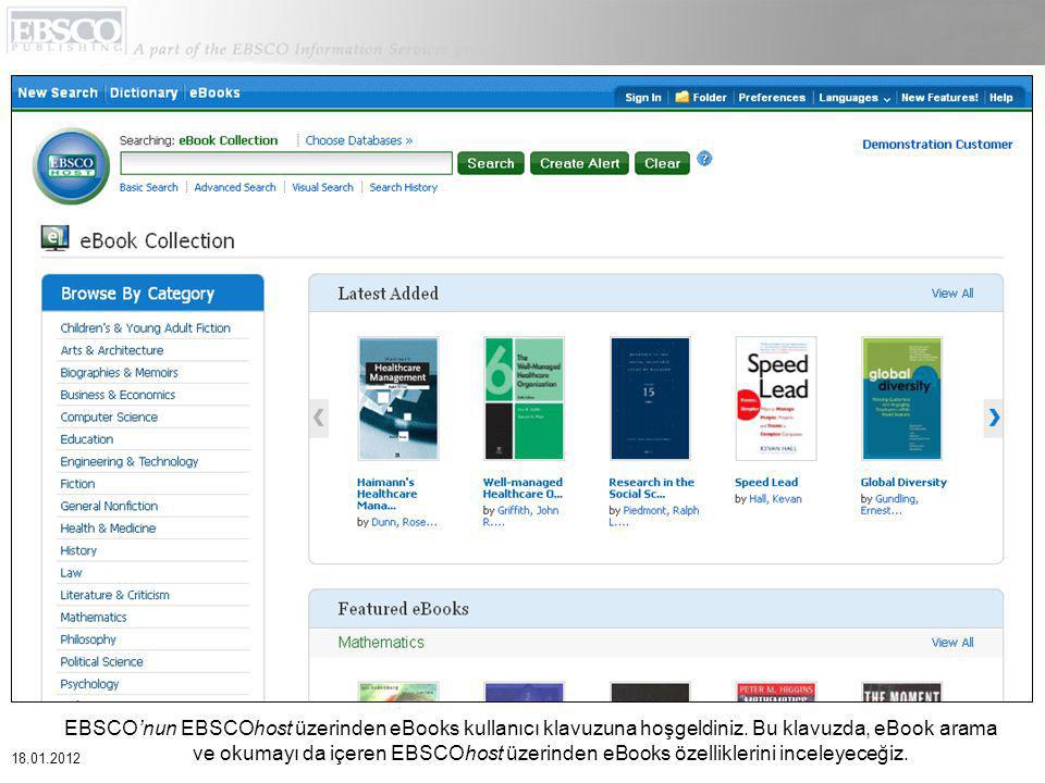 EBSCO’nun EBSCOhost üzerinden eBooks kullanıcı klavuzuna hoşgeldiniz.