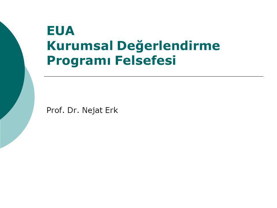 EUA Kurumsal Değerlendirme Programı Felsefesi Prof. Dr. Nejat Erk