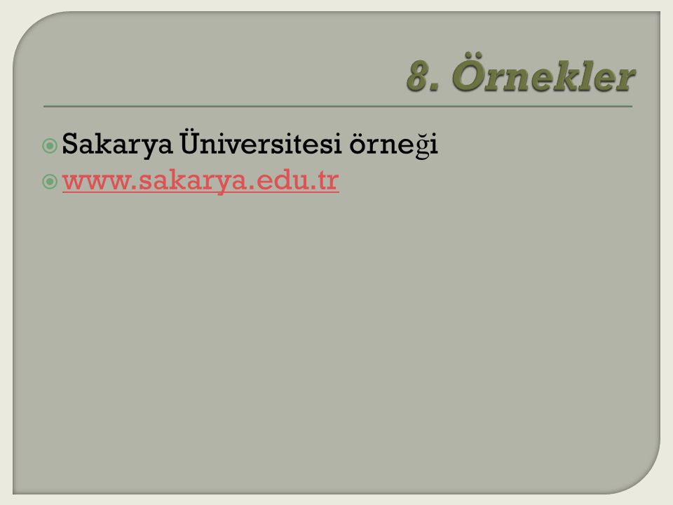  Sakarya Üniversitesi örne ğ i 