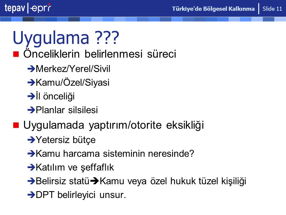 Türkiye de Bölgesel Kalkınma Slide 11 Uygulama .