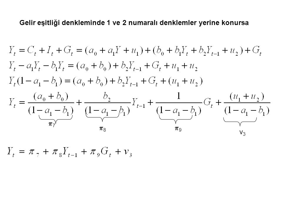Gelir eşitliği denkleminde 1 ve 2 numaralı denklemler yerine konursa 88 77 99 v3v3