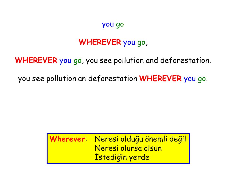 you go WHEREVER you go, WHEREVER you go, you see pollution and deforestation.